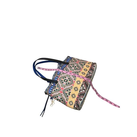 Johnny Was Colorful Floral Patterned Leather Small Tote Bag Bohemian - Picture 12 of 14